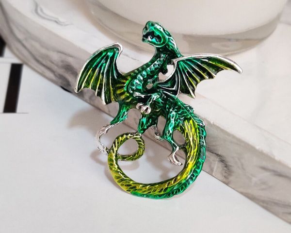 Brooch Green Dragon